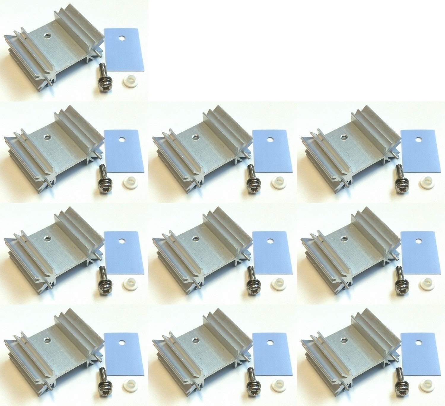 Easycargo TO-220 TO-247 Heatsink + Insulator/Mounting kit Silver 10 pack
