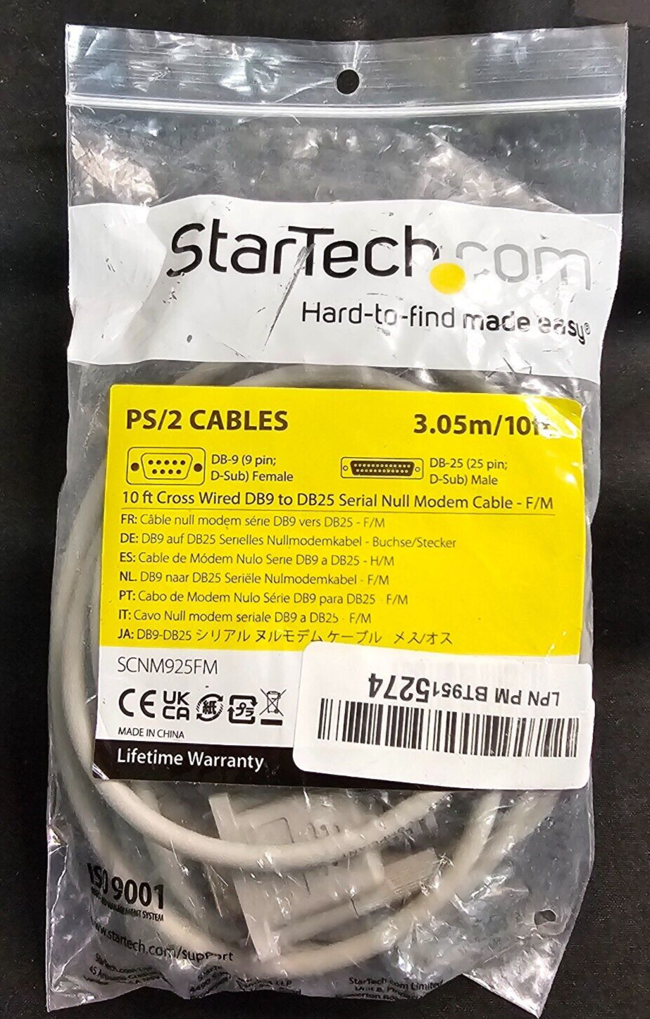 10 Ft. Cross Wired Serial/null Modem Cable Db9f To Db25m - Startech.com