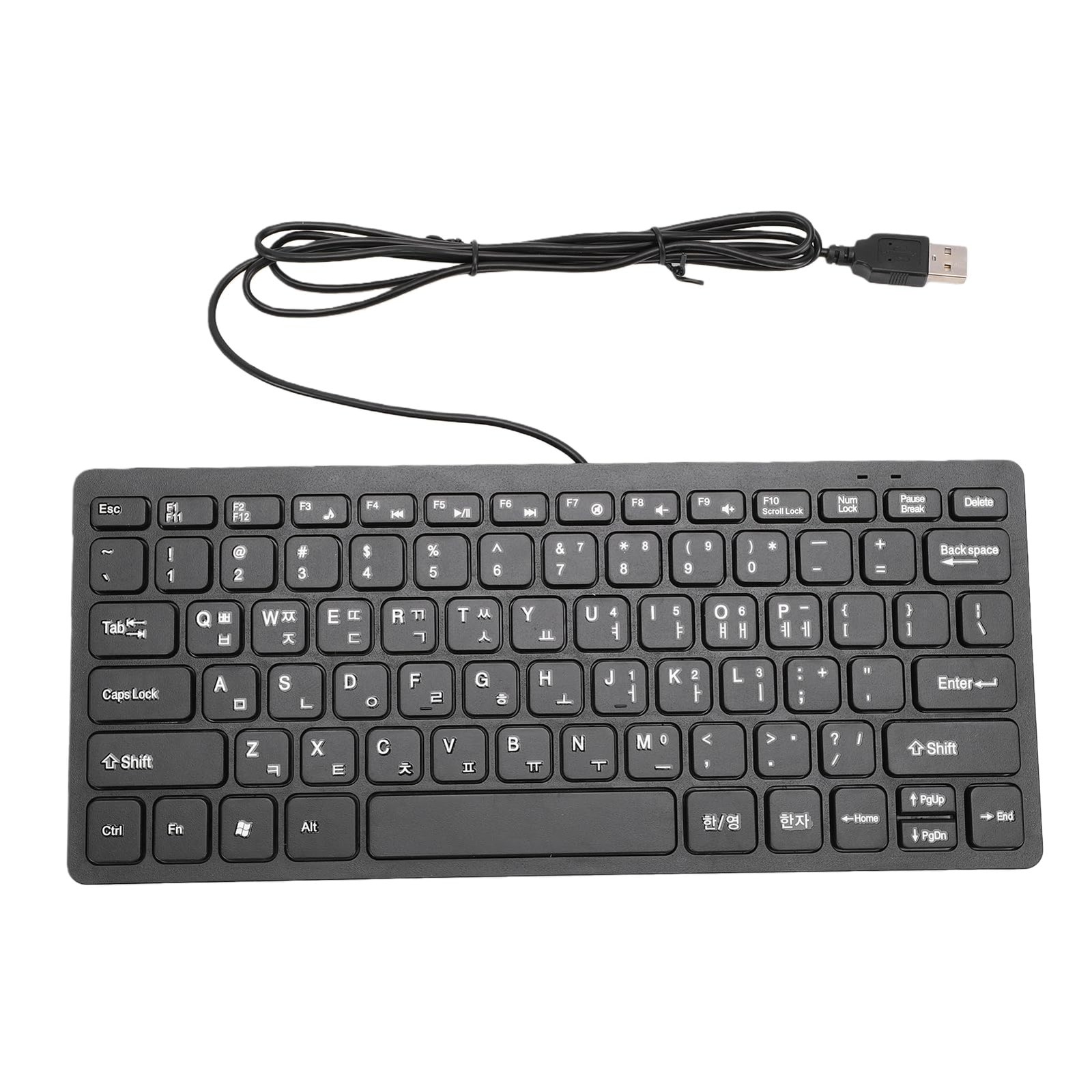 Wired Korean Keyboard 78 Keys Spill Proof Slim Hangul Layout USB PC Laptop