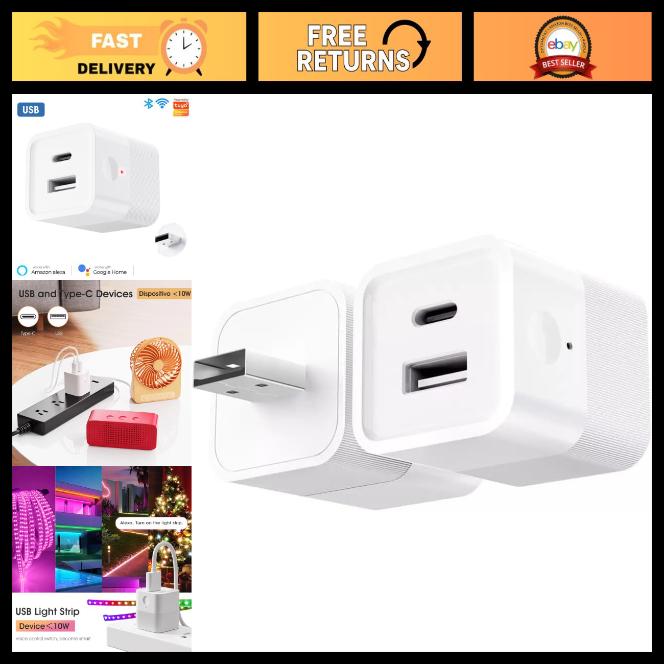 WiFi Smart USB Adapter Mini Remote Control Switch, Tuya App, DC 5-12V, Alexa & G