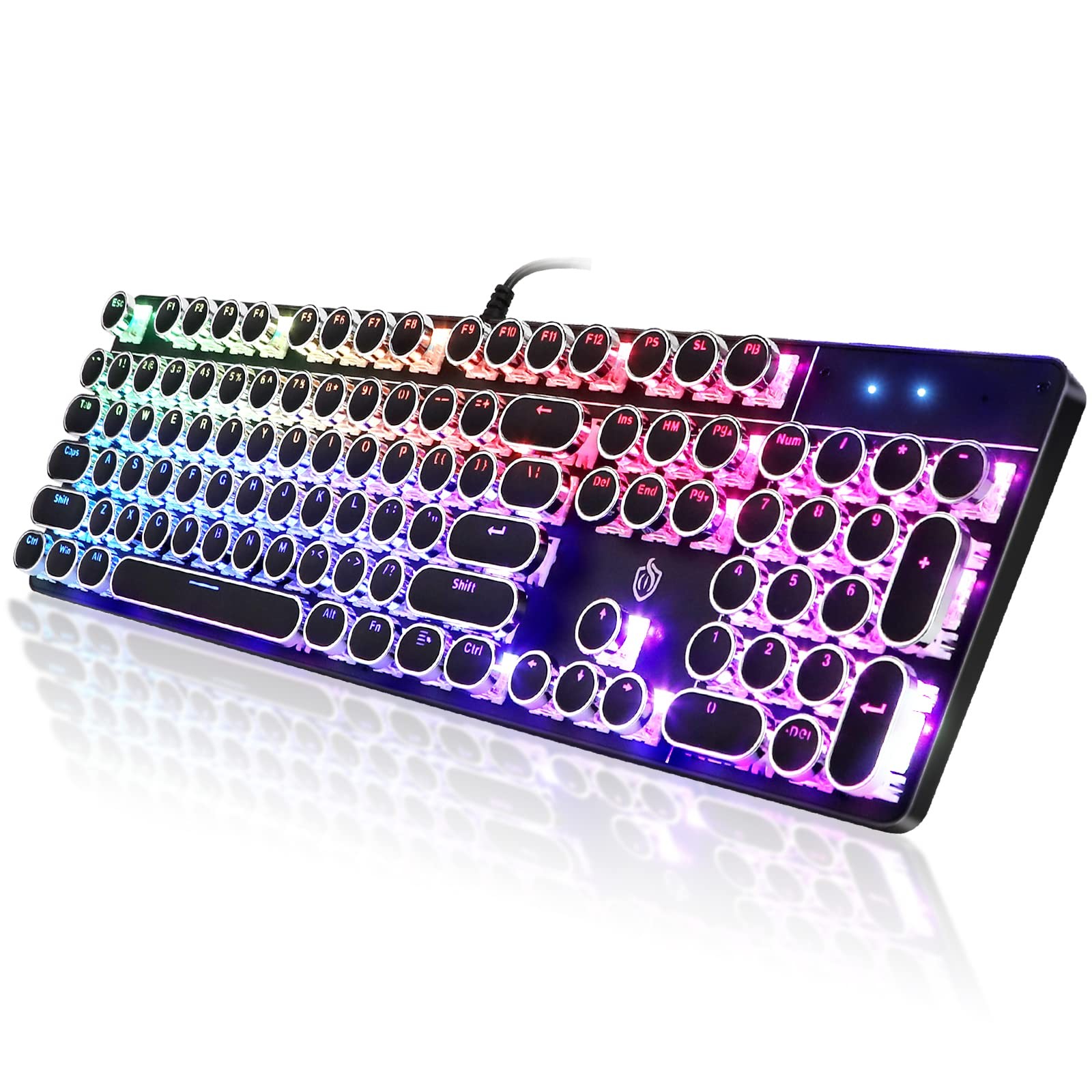 YSCP Typewriter Style Mechanical Gaming Keyboard RGB Backlit Wired with Blue ...