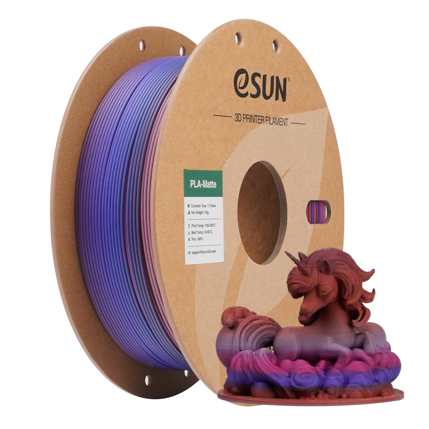 eSUN PLA Matte Rainbow 3D Printer Filaments 1.75mm 1KG Excellent Adhesion Matte