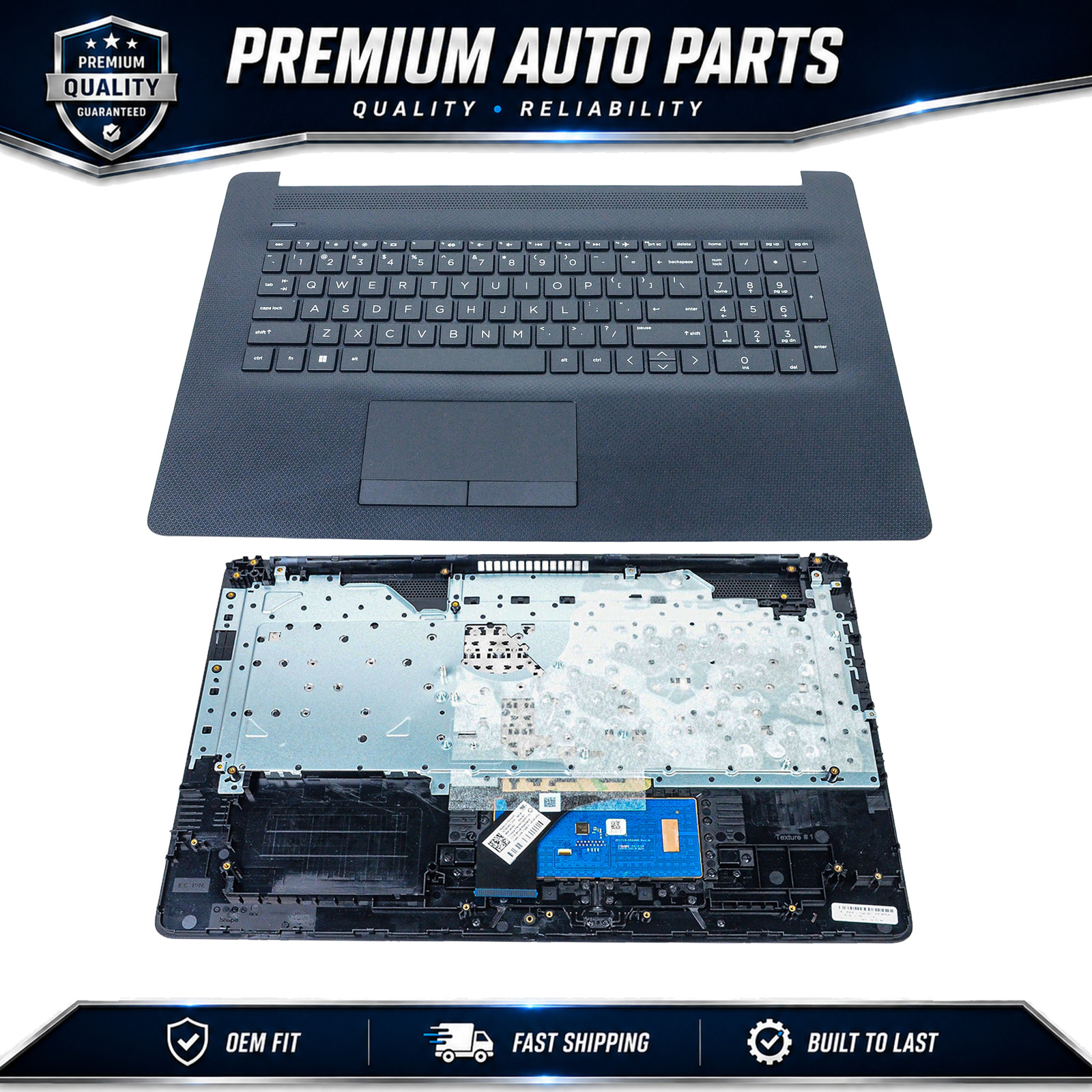 Black Palmrest Keyboard Touchpad Non-Backlit Laptop US for HP 17BY 17-BY 17-CA