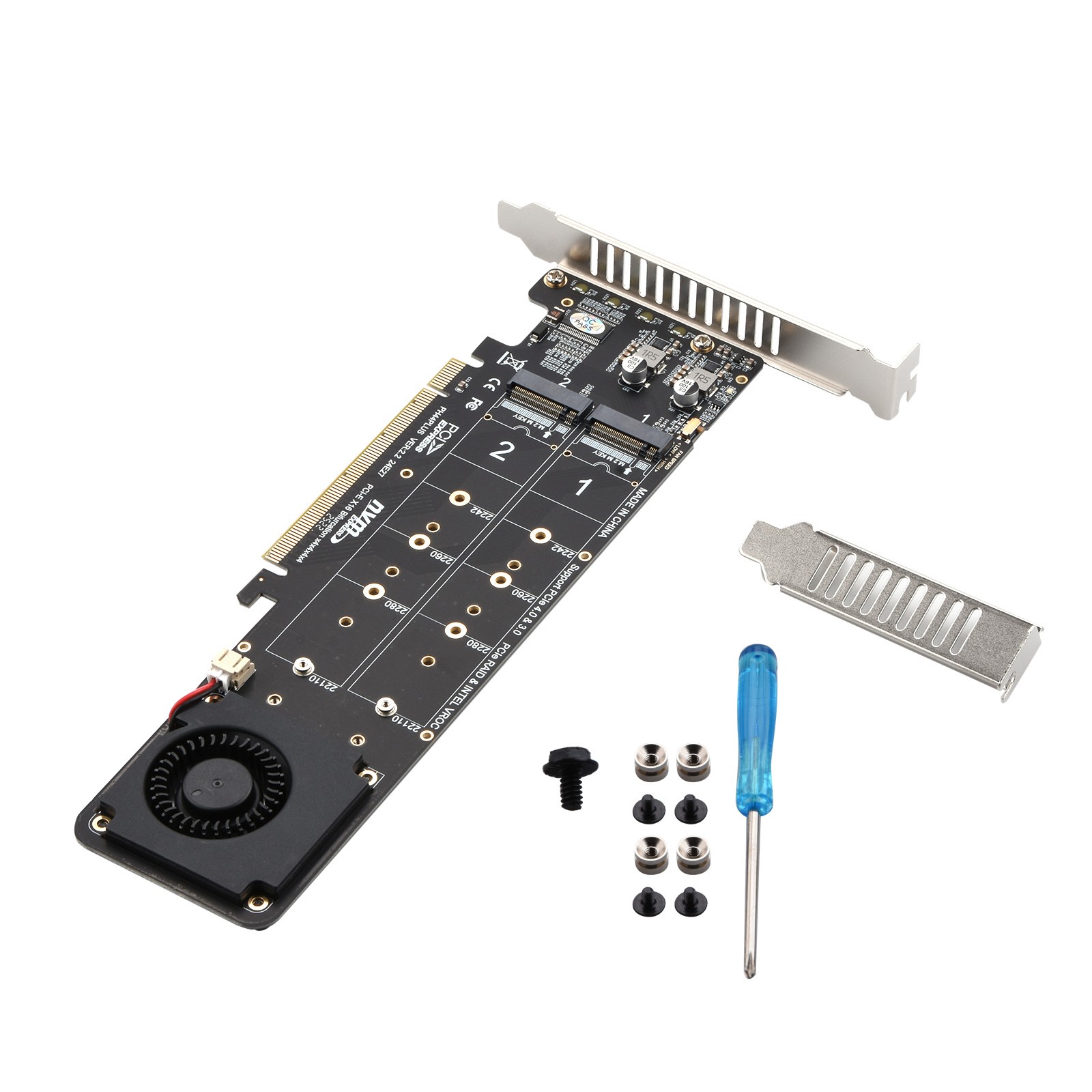 New PCIE 4.0 x16 To M.2 M-Key NVME SSD Expansion Split Card Supports 4 Nvme M.2