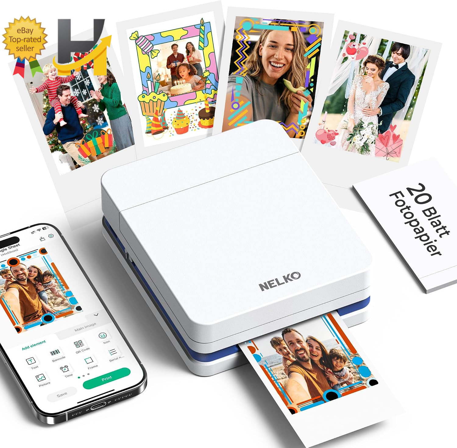 Nelko PP01 Portable Photo Printer 2x3 Mini Wireless Smartphone Picture Printer