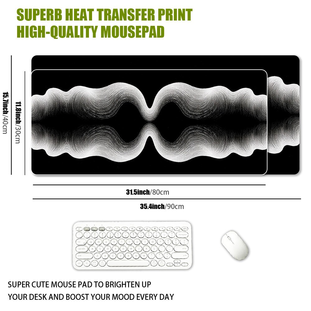 1pc, 2D FLAT Abstract Wavy Line Mirror Pattern Mouse Pad, High Quality Non-Sli
