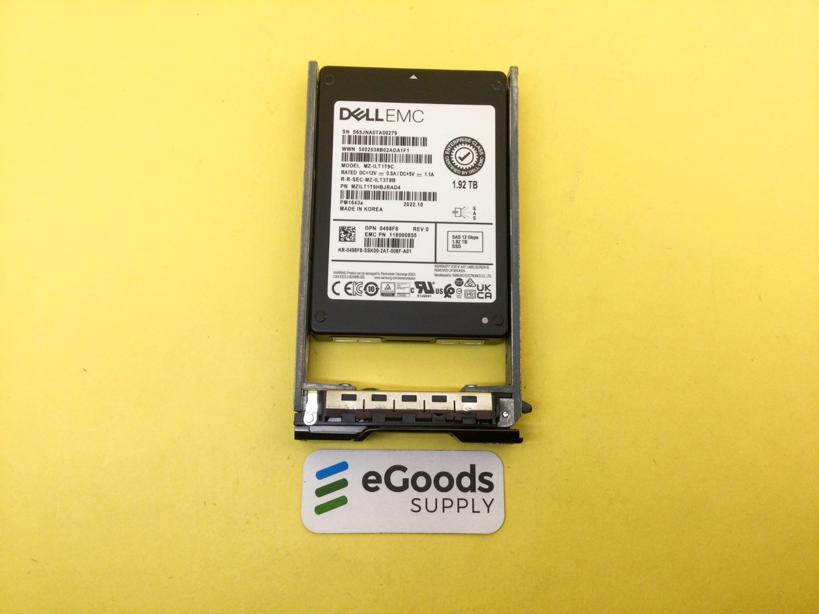 498F8 Dell Compellent 1.92TB SAS 12Gb/s Read Intensive 2.5in SSD MZ-ILT1T9C