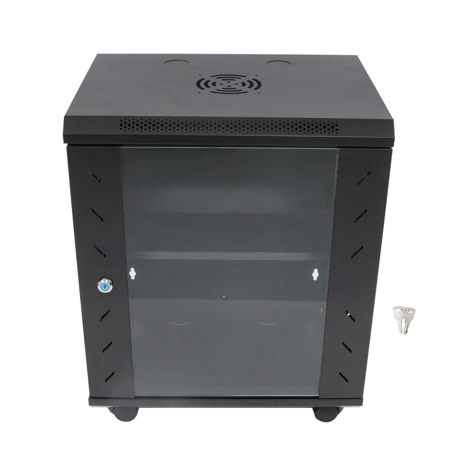 Network Rack Enclosure 15.5" Deep 12U with Lockable Glass Front Door