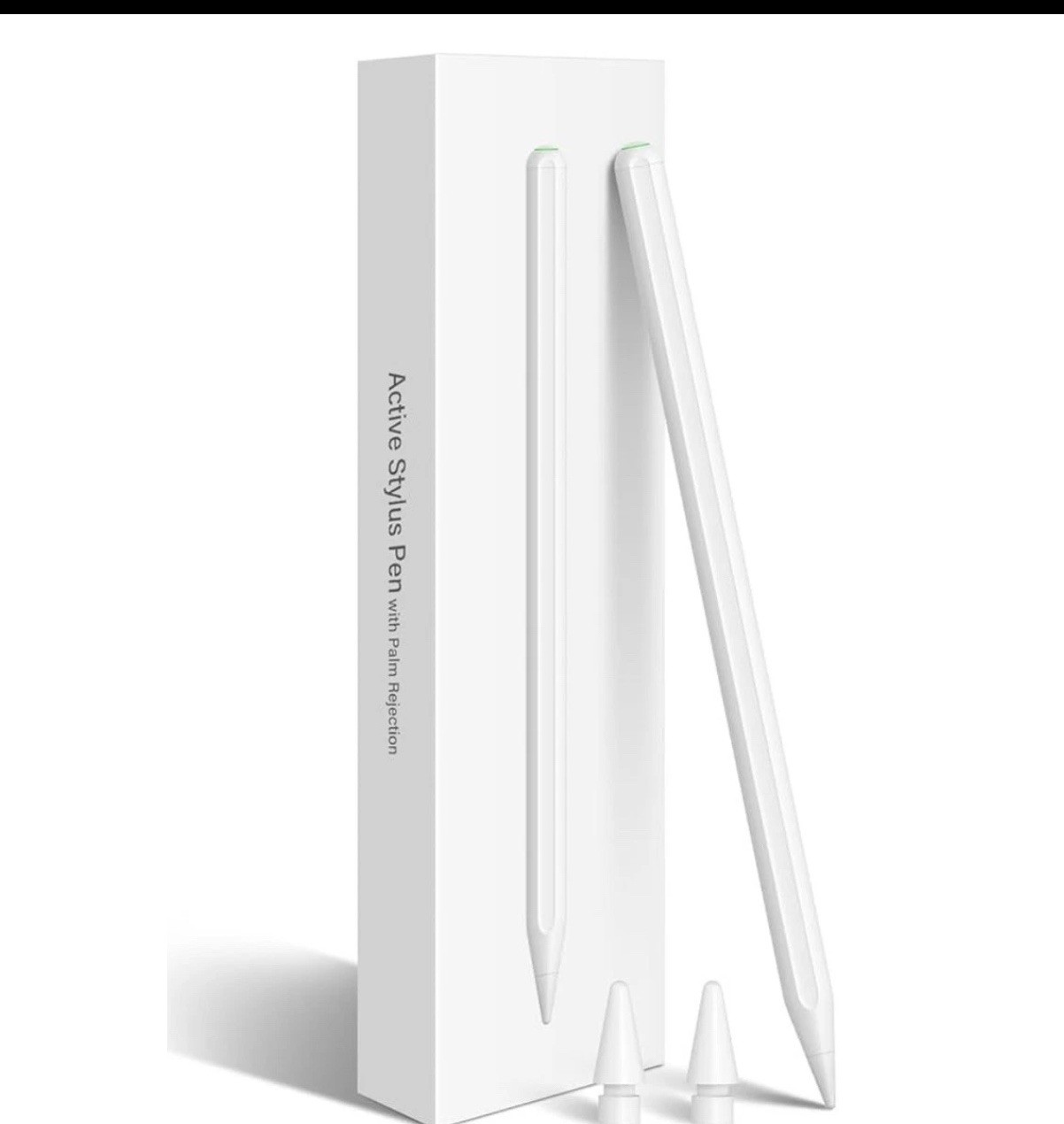 White Active Stylus with Palm Rejection, Extra Tips, Universal Compatibility