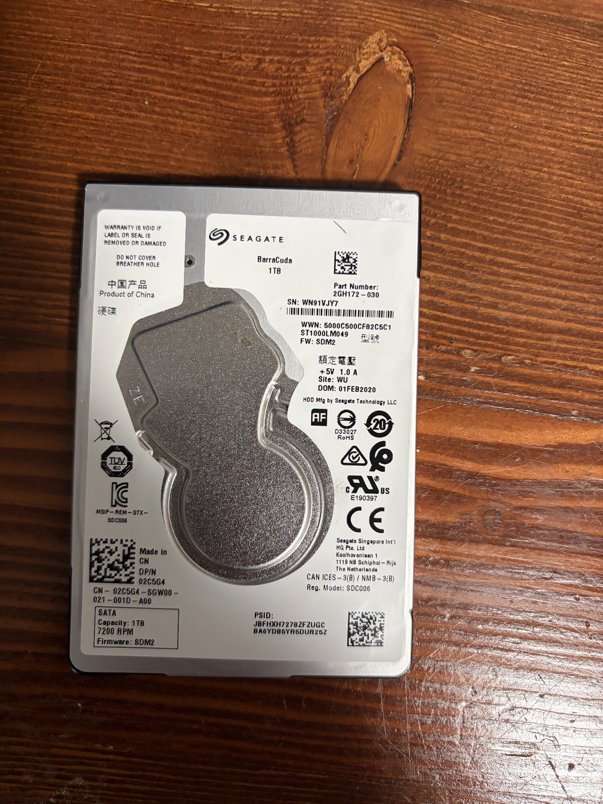 Seagate 1TB Barracuda 2.5" Hard Drive ST1000LM049 (SATA 6Gb/s/128MB/7200 RPM)