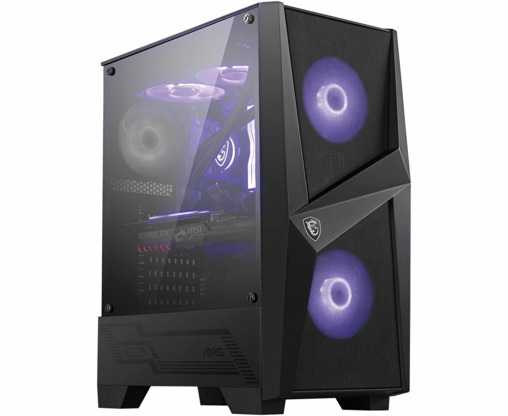 MSI MAG FORGE 100M Mid Tower Gaming Computer Case 'Black, 2x 120mm RGB PWM