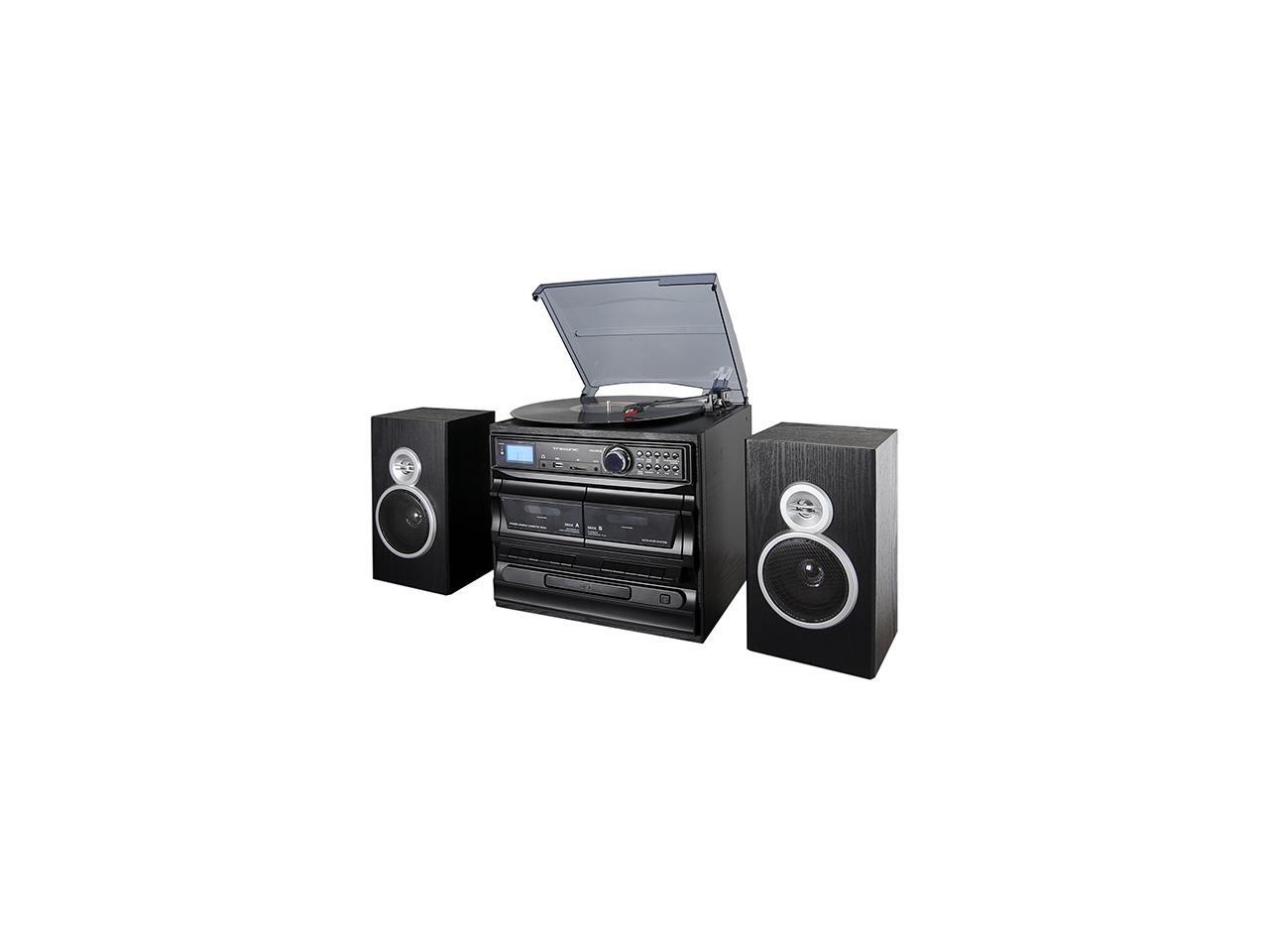 Trexonic 3-Speed Vinyl Turntable Home Stereo System with CD Player, Dual Cassett