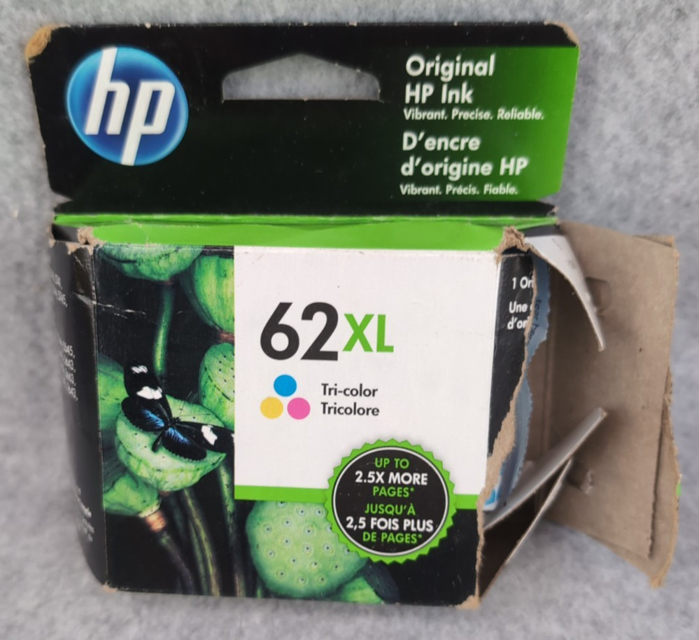 HP Printer Cartilage Exp. 10/21 62XL Tri-Color Cyan Magenta Blue Open Box/Wrap