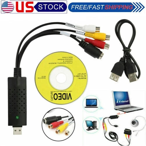 USB 2.0 Capture Card Convert VHS LP Tape to Digital DVD RCA S-Video Convertor