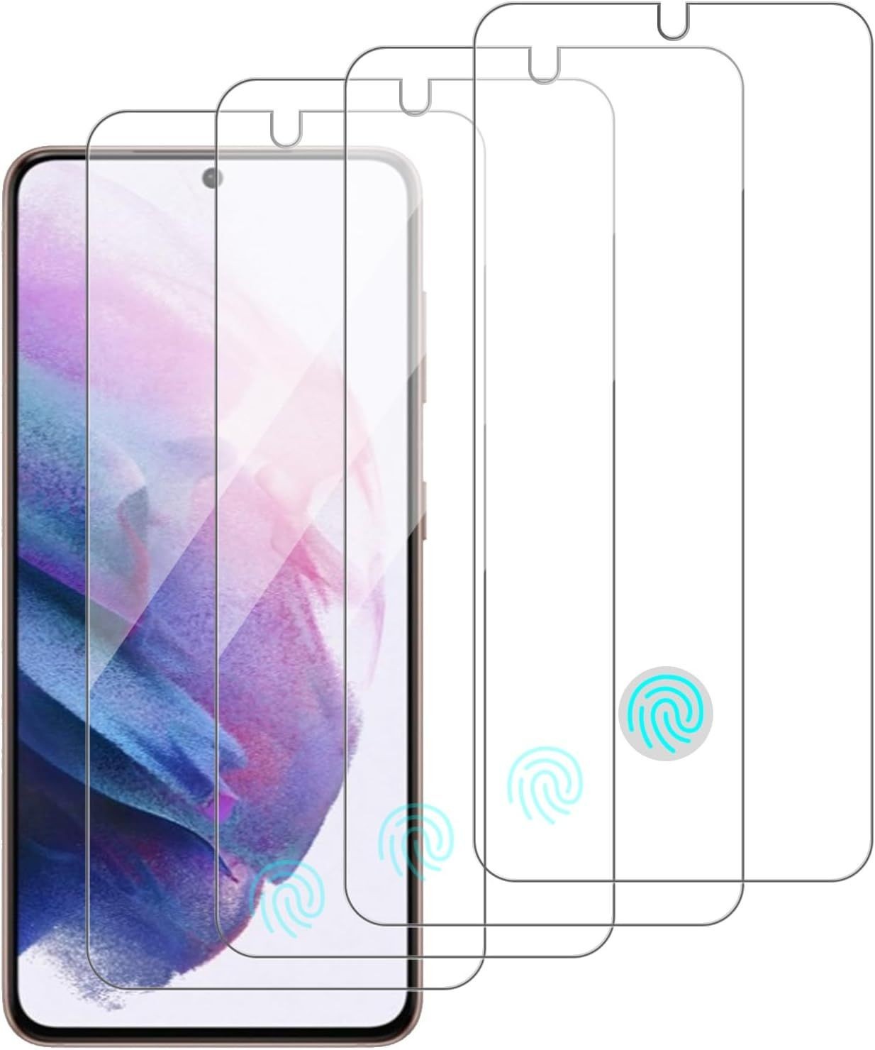 4 Pack Glass Screen Protector for Samsung Galaxy S21 5G - 9H Hardness, Scratch R