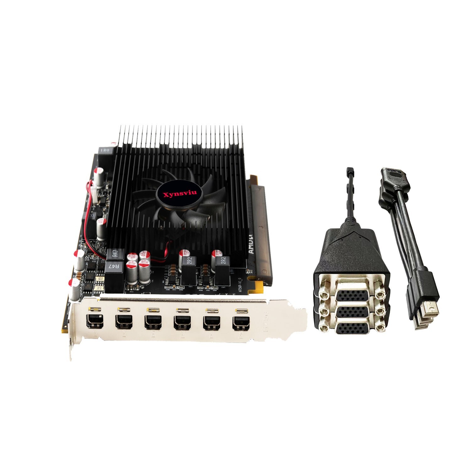 Xynsviu  Radeon R7 350 2G Video Card, GPU 6 Mini-DisplayPort to VGA Outputs