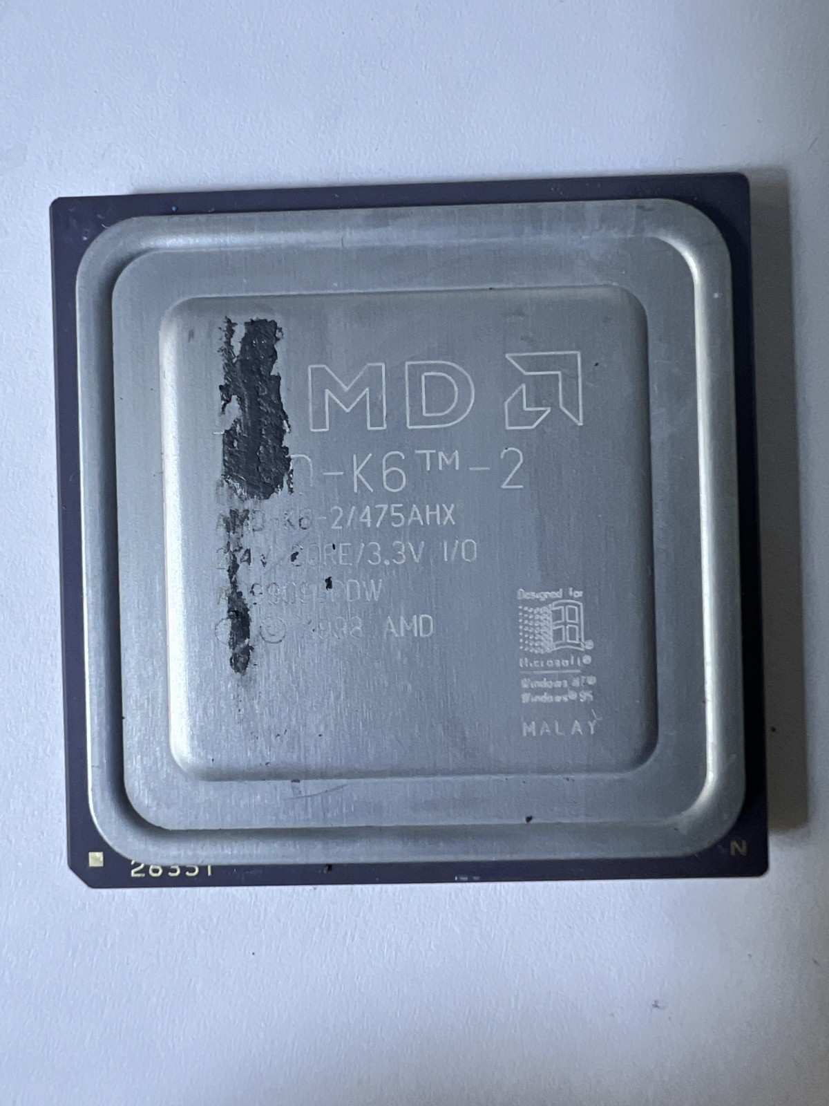 AMD K6-2 475 MHz AHX SOCKET 7 CPU Core 3.3V Tested Vintage 1998 TESTED READ Con