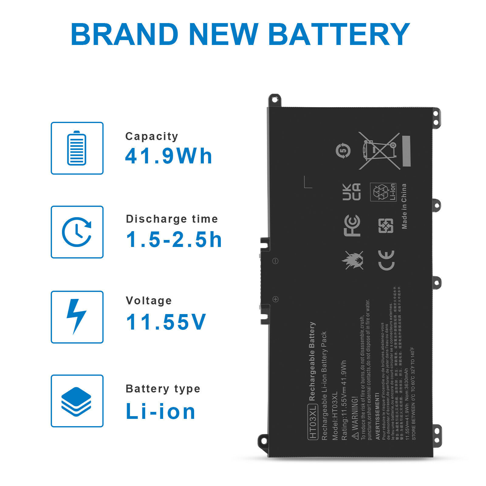 🧡LOT OF 1-30x HT03XL Battery For HP Pavilion L11421-2C2 L11119-855 15-CS 15-DA