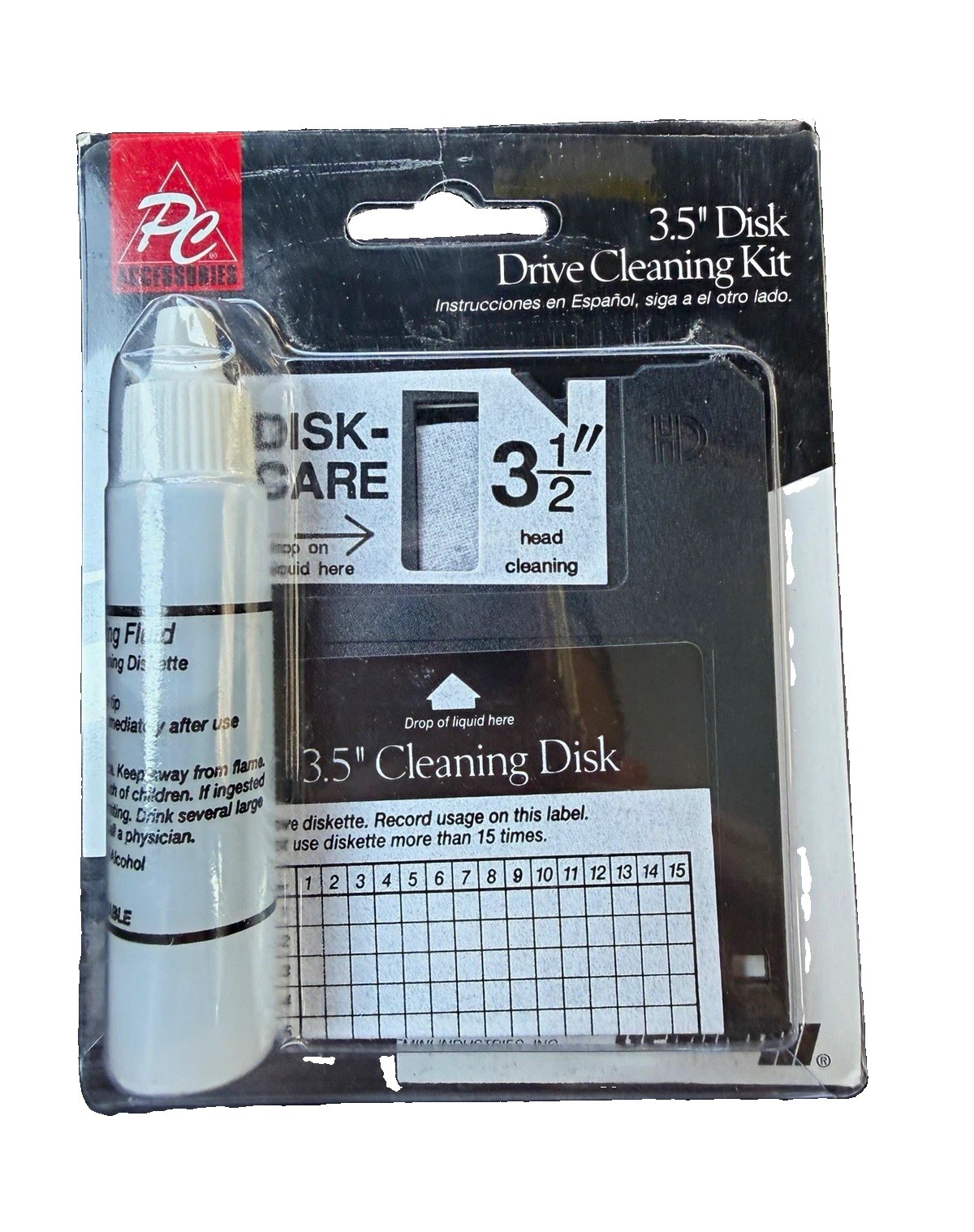 PC Accessories 3.5" Disk Drive Cleaning Kit Head Cleaner, P19076  NOS