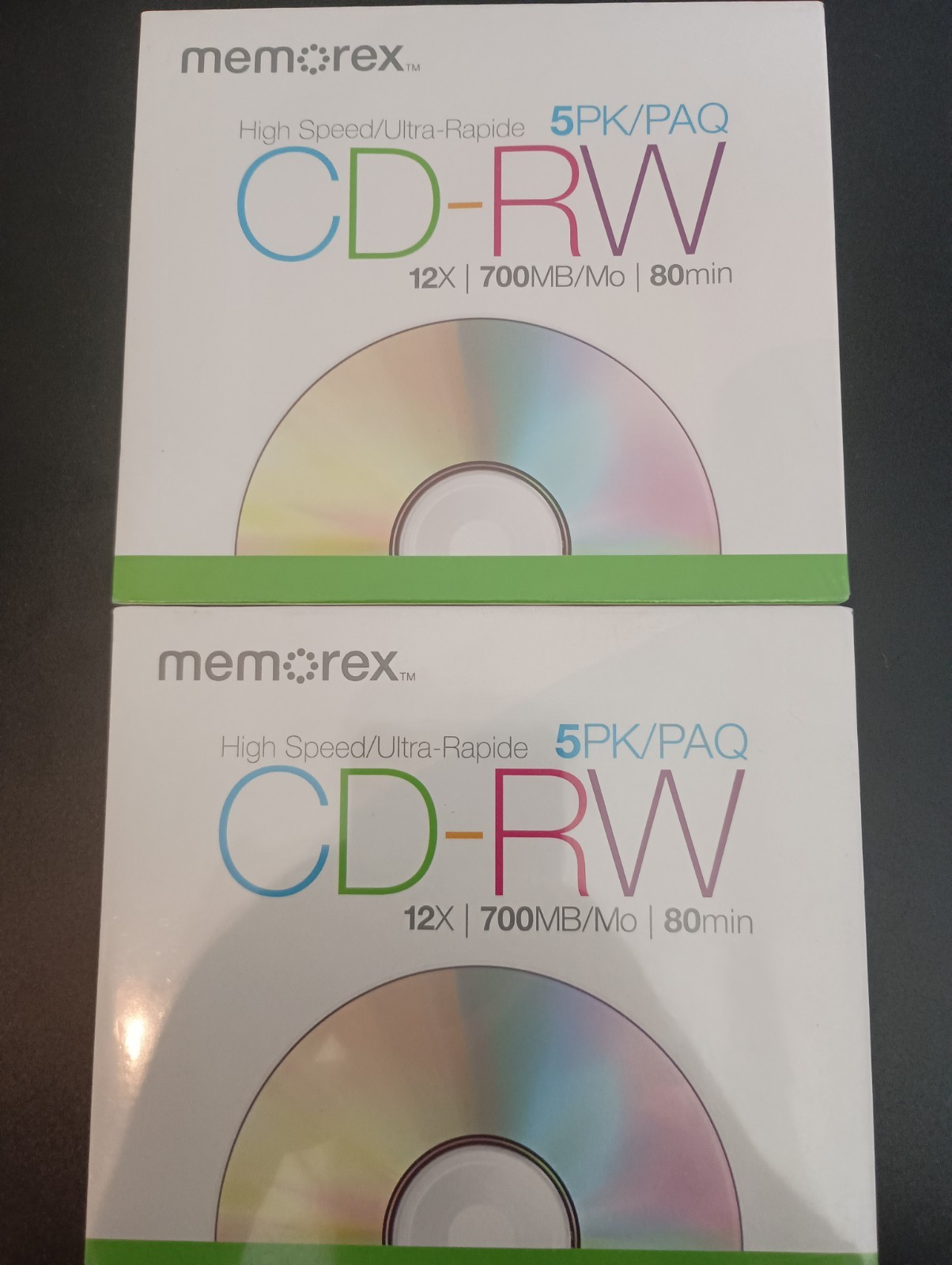 Memorex High Speed Blank CD-RW. (2) 5 Packs 12x 700MB/Mo 80 Min.Brand New Sealed