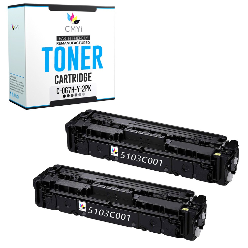 2PK CMYi Replacement 067H Yellow Cartridges for Canon Color imageCLASS MF653Cdw