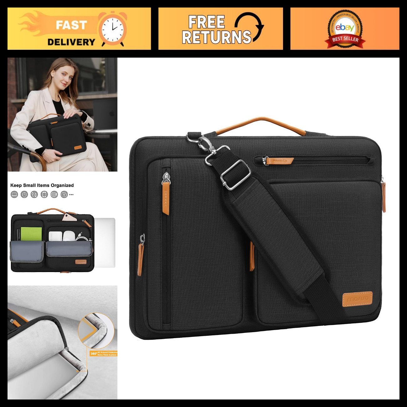 360 Protective Laptop Shoulder Bag for 17.3" Laptops - Durable, Stylish, Lightwe