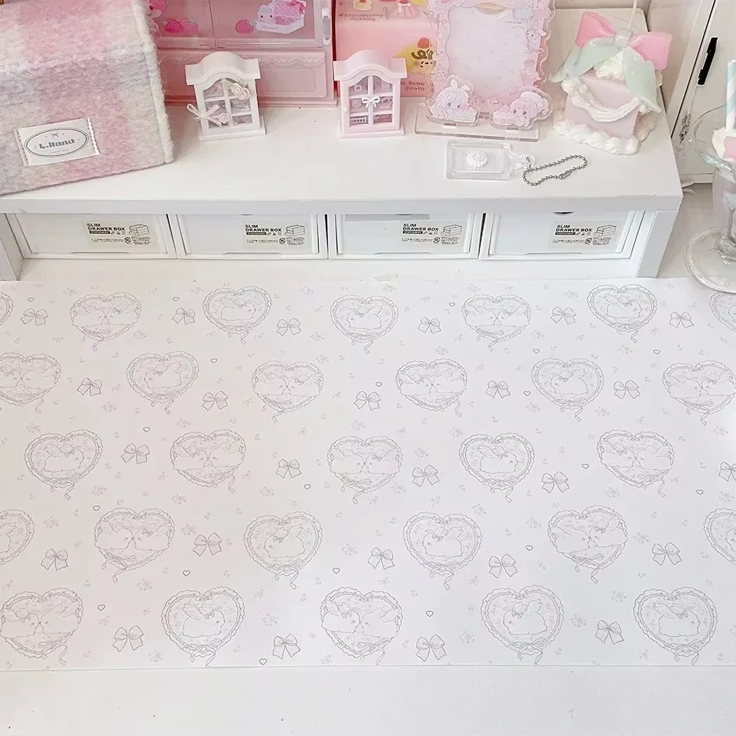 Kawaii Pink Rabbit Cute Bunny Leather Desk Pad Mouse Protector Large Mouse Pad H