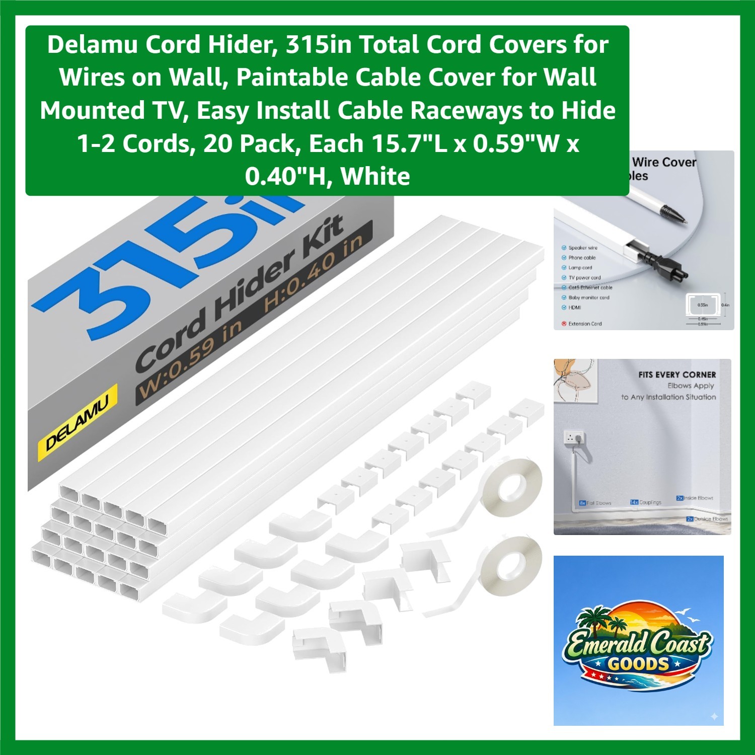 Transform Your Space with 315in Paintable Cable Covers for Wall-Mounted TVs