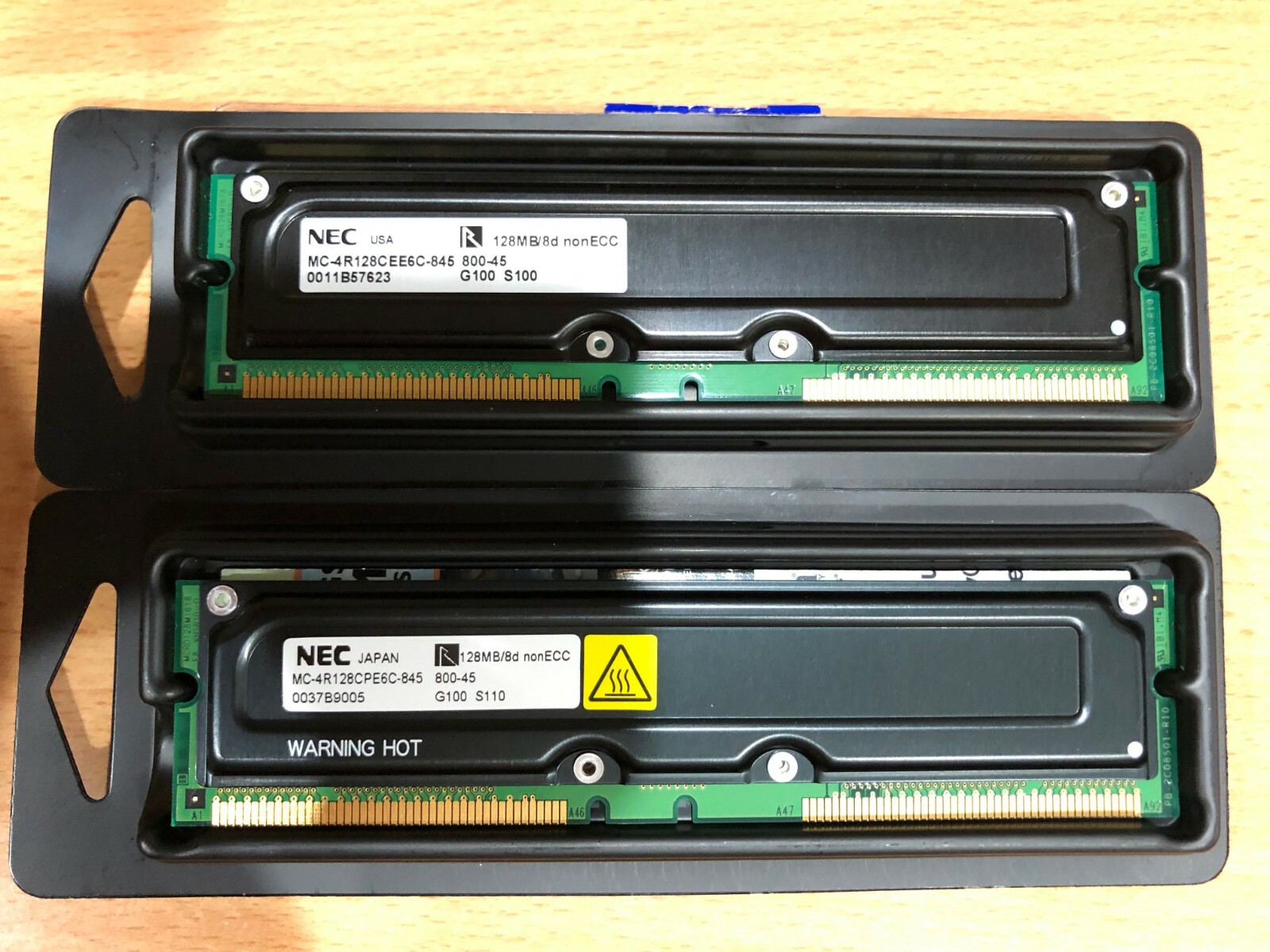 MC-4R128CPE6C-845 NEC 2x 128MB Rambus Non ECC PC 800 800Mhz Memory (256MB Total)