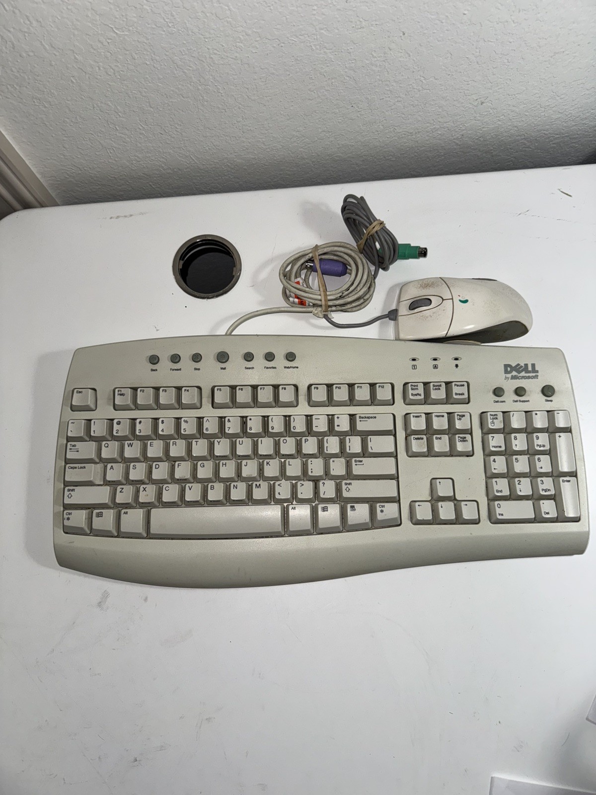 Vintage Dell RT9410 V6FTW Keyboard & Logitech MouseMan Wheel Mouse Bundle