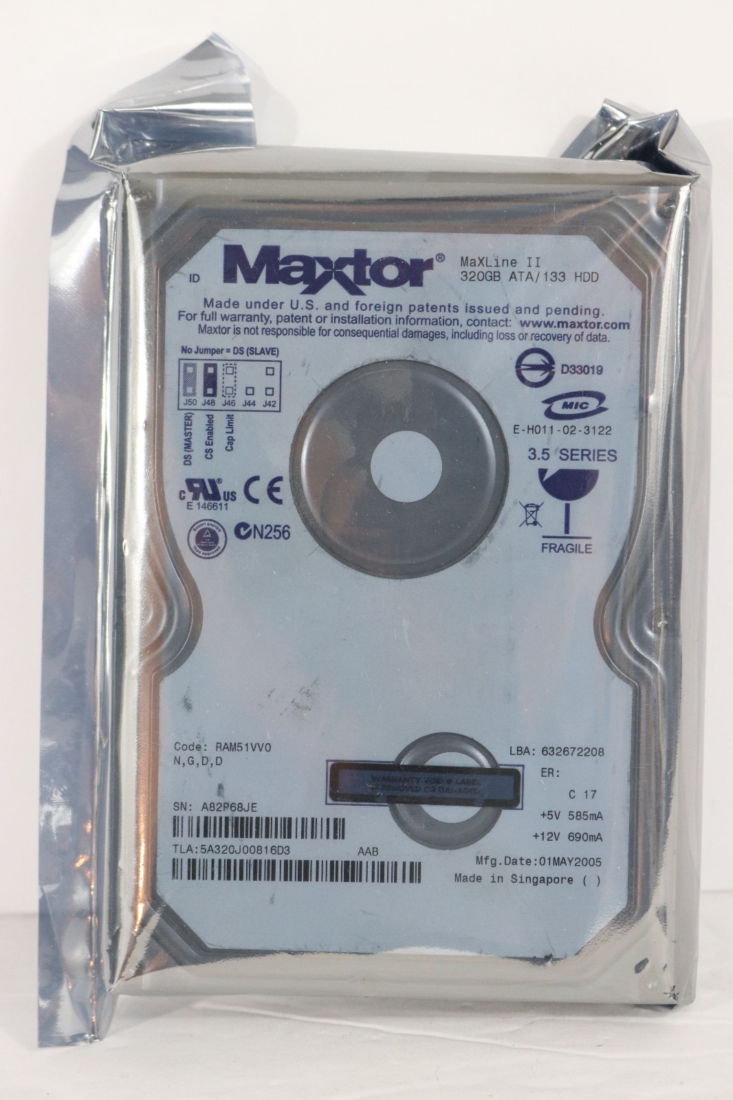 Vintage Maxtor MaXLine II 320GB 3.5” IDE ATA PATA 133 5400 Hard Drive HDD