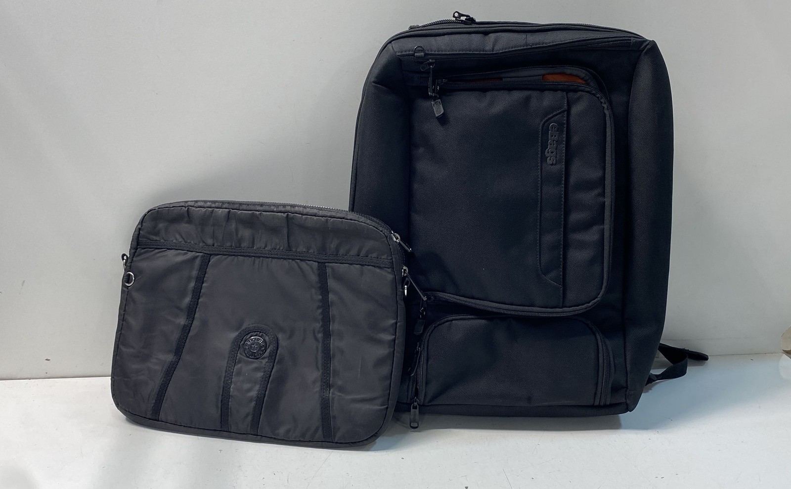 eBags Black Professional Slim Laptop Backpack & Pouch Mixed Brands Lot of 2