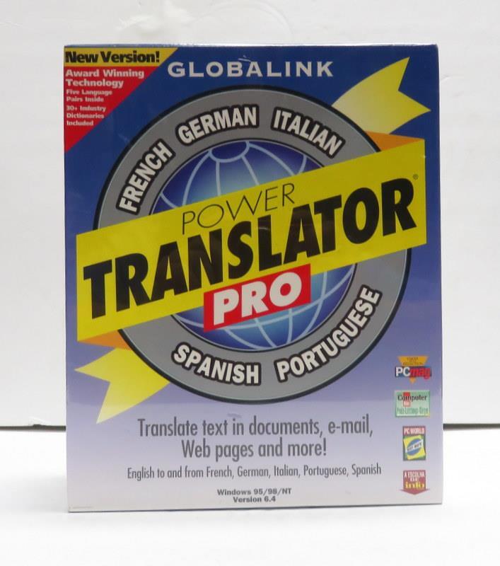 Globalink Power Translator Pro CD-ROM Windows 95/98/NT - New, Sealed