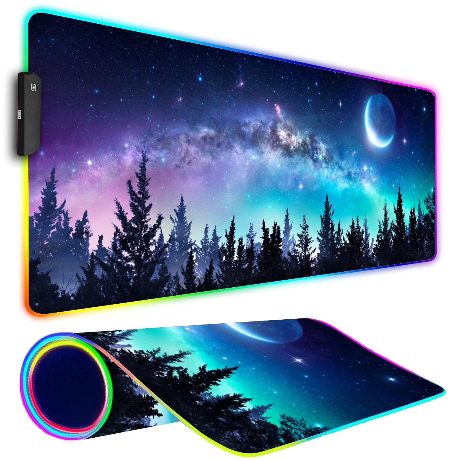RGB Gaming Mouse Pad, Large Mousepad with Led Light, Gaming Accessories Keybo...