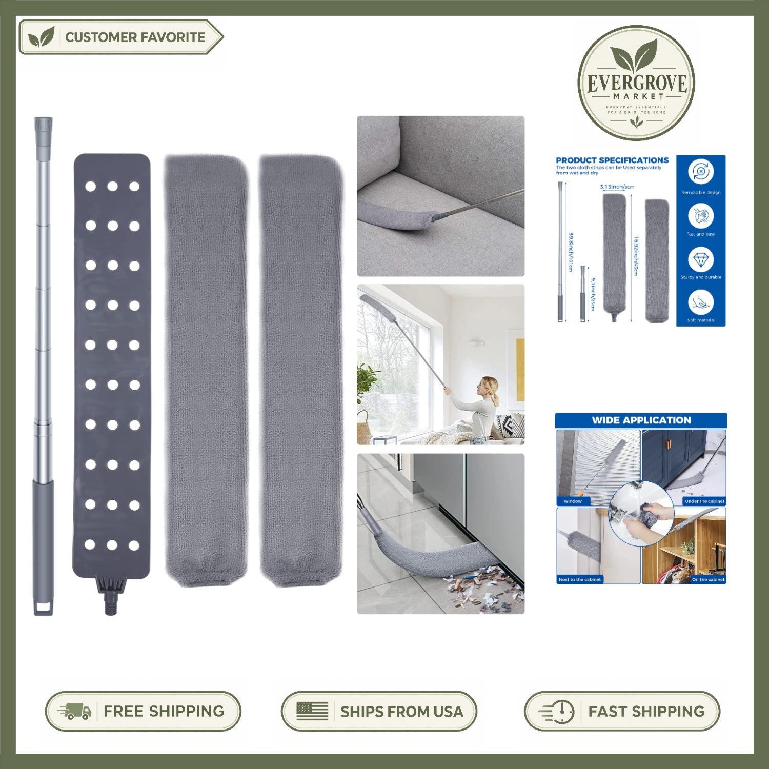 Adjustable 60-Inch Dust Cleaner - Perfect for Appliances, Couches, and Furniture