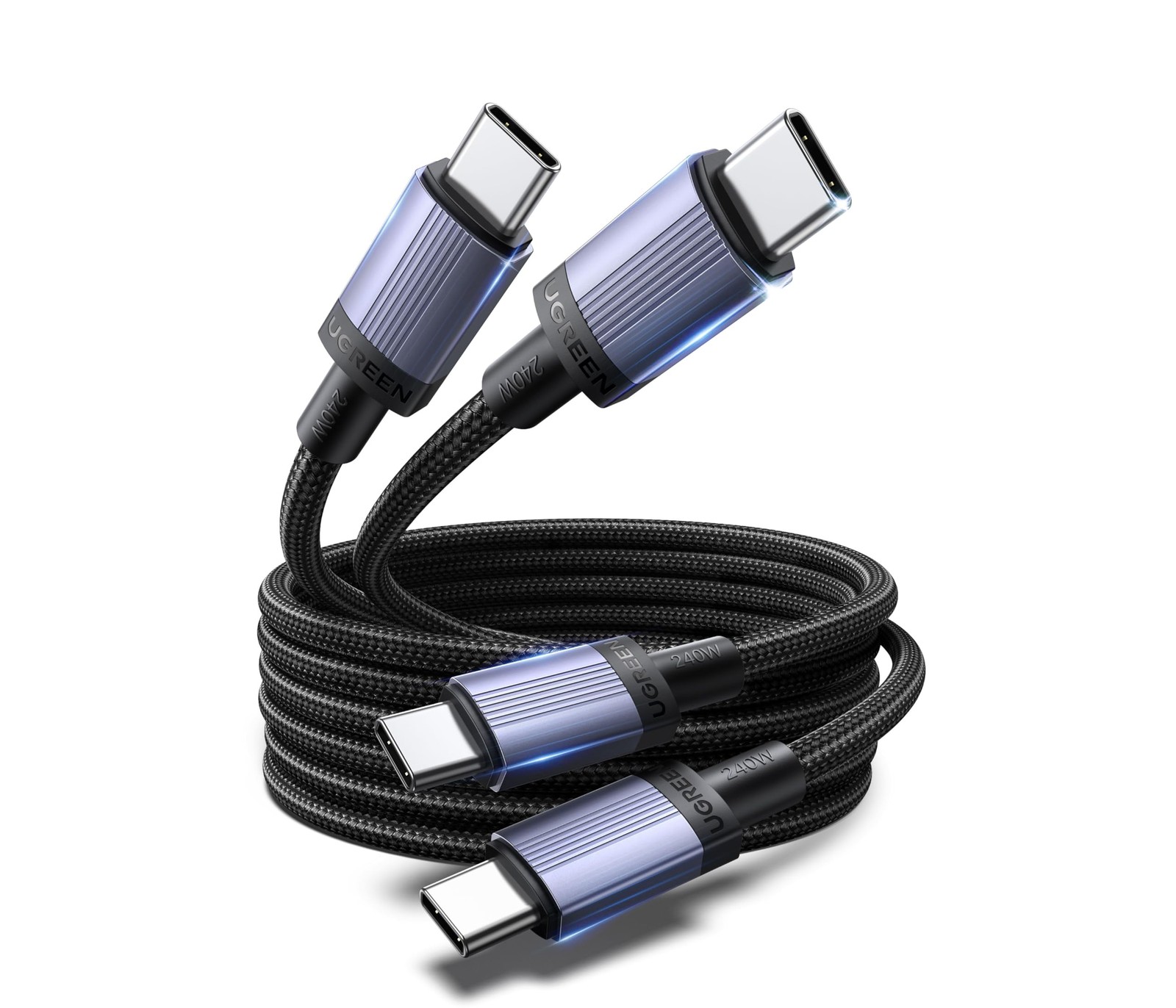 UGREEN 240W USB C Cable 2-Pack 6.6FT Fast Charging for Laptop Phone Black