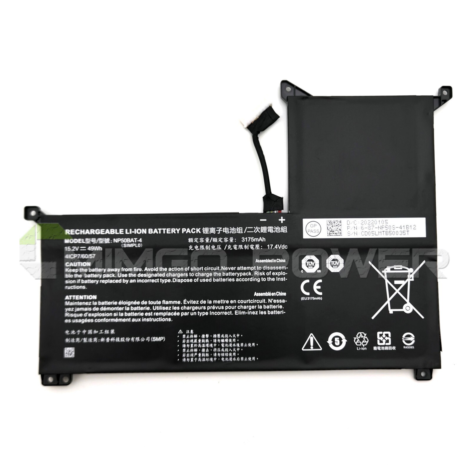 New Genuine NP50BAT-4 OEM Battery for Colorful Jiangxing x15 Thunderobot 911M