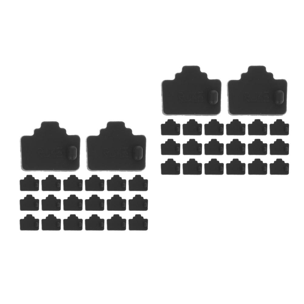 120Pcs Reusable Black Silicone Rj45 Network Port Dust Covers for Desktop Use