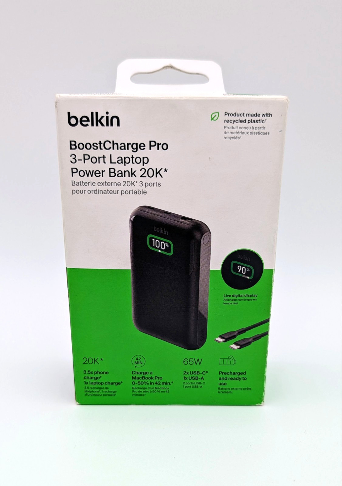 Belkin - Boost Charge Pro - 20000mAh Portable Power Bank 65W Cell/Laptop Charger
