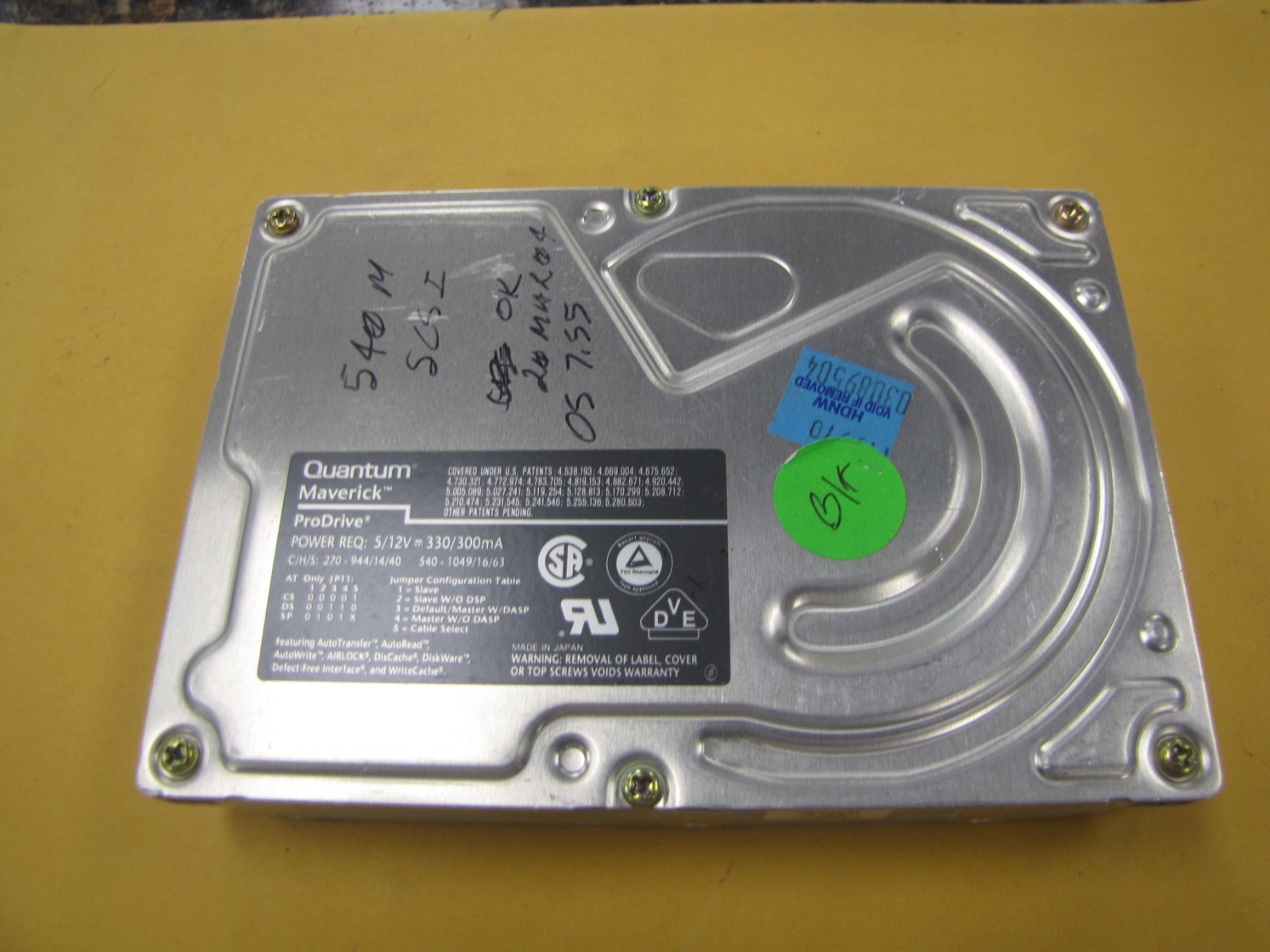 Quantum MV54S011 Maverick ProDrive 540Mb SCSI Hard Disk