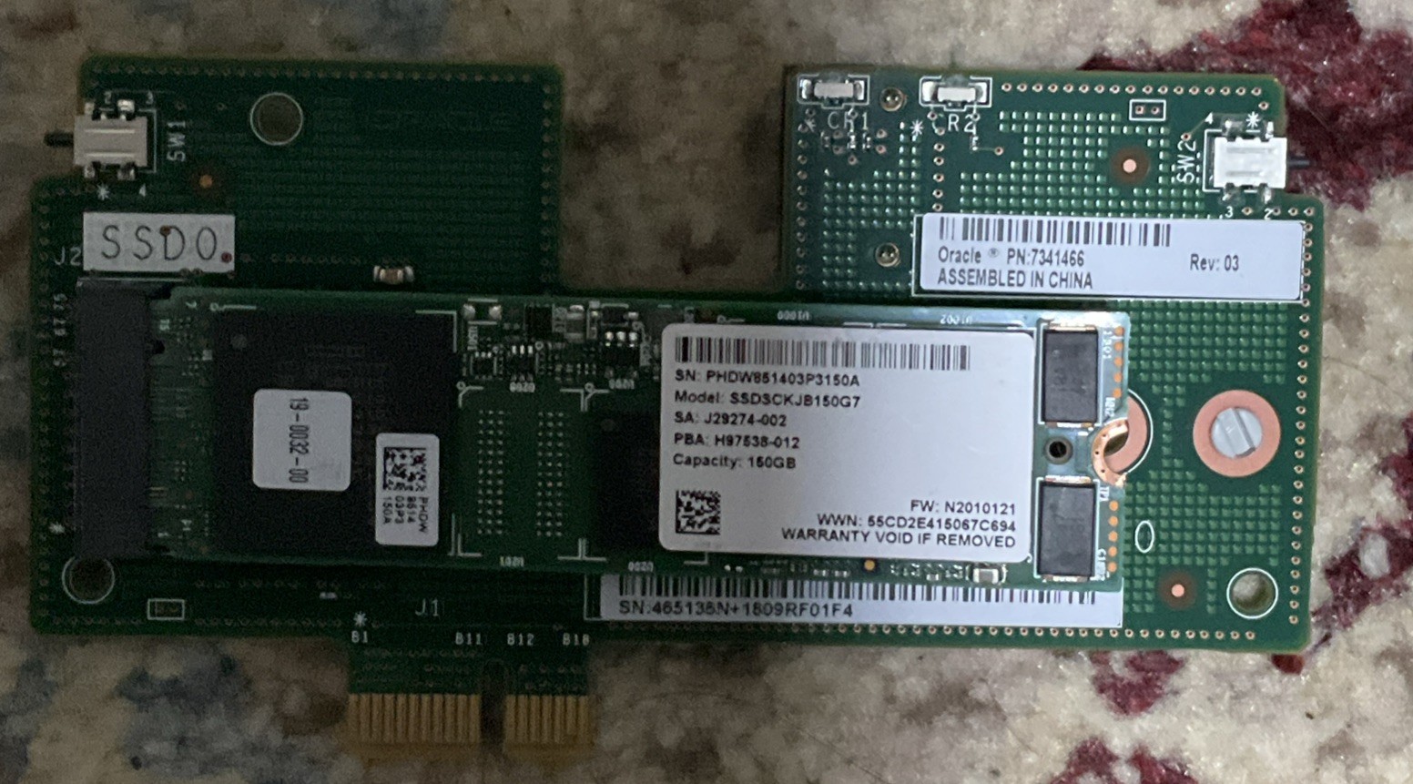 30x Oracle Dual M.2 Riser Card 7341466.include 150GB SATA M.2 SSD H97538 - X7-2L