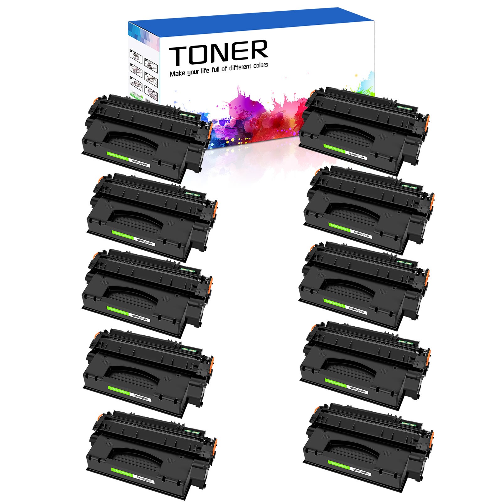 10PK Q7553X 53X Toner Cartridge Fits For HP Laserjet P2015dn P2015n M2727NF MFP