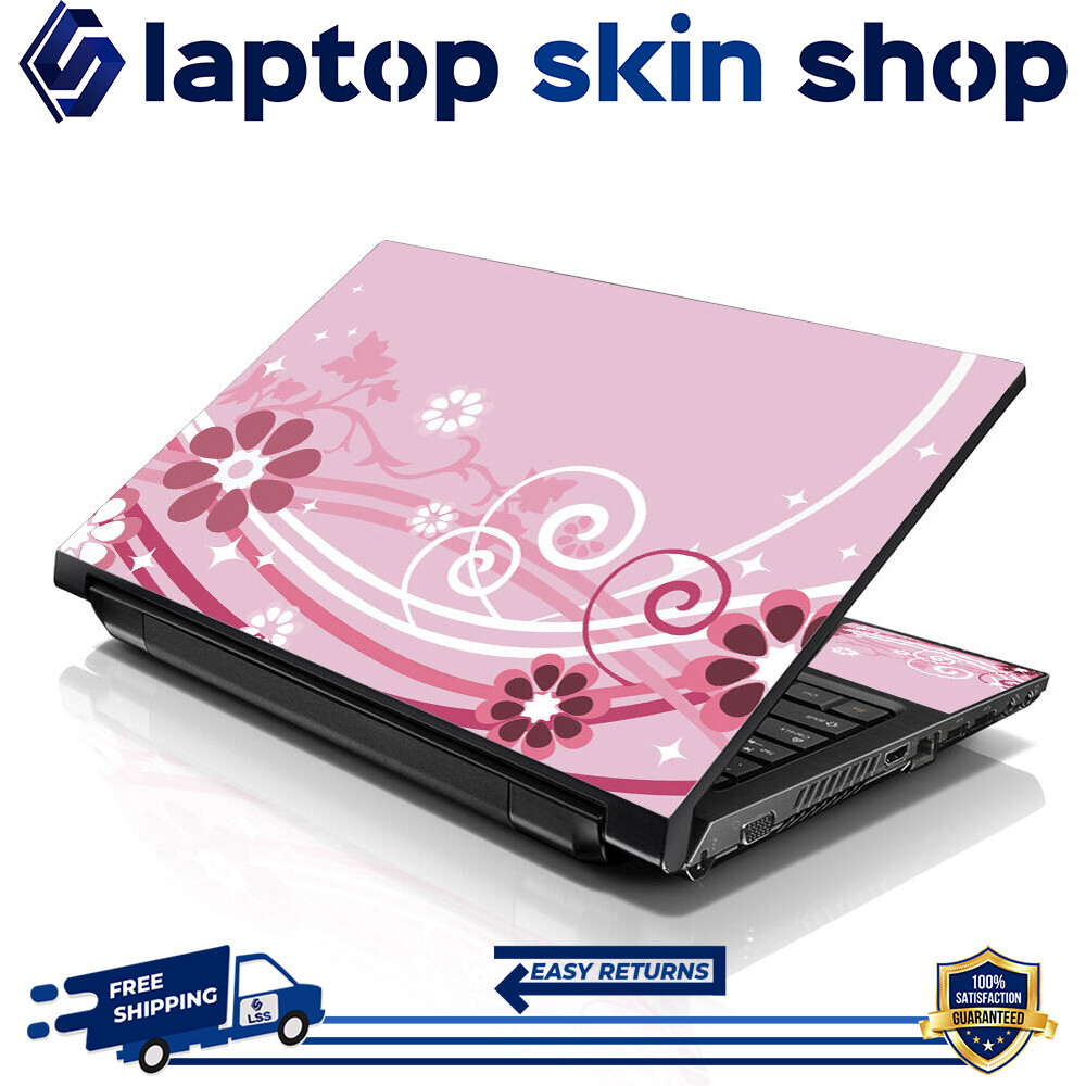 Laptop Skin Sticker Notebook Decal Pink White Floral for Apple Dell Asus 13'-16"