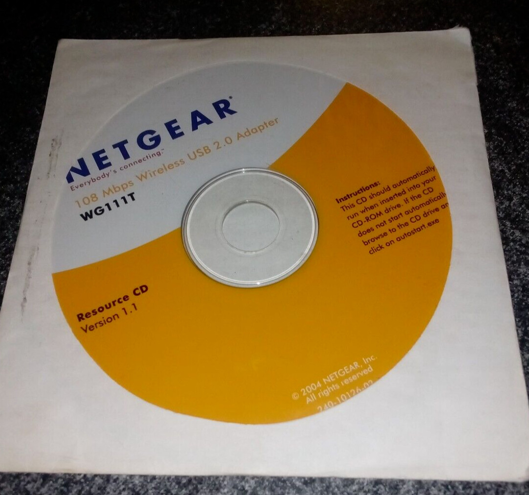 NETGEAR WG111T Driver CD for USB Wireless Version 1.1 2004 Great Shape, FreeShip