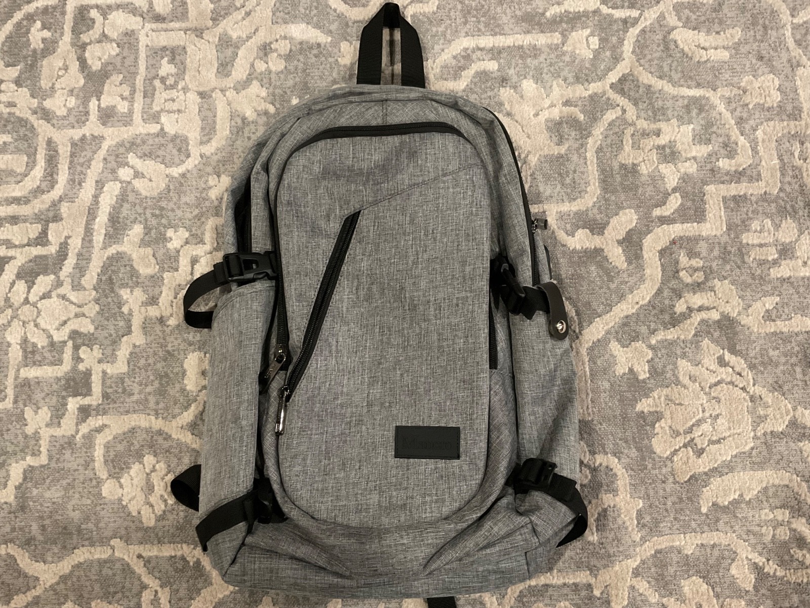Mancro Laptop Backpack 17.3 Inch Work Business Travel Bag with USB Charger - Gra