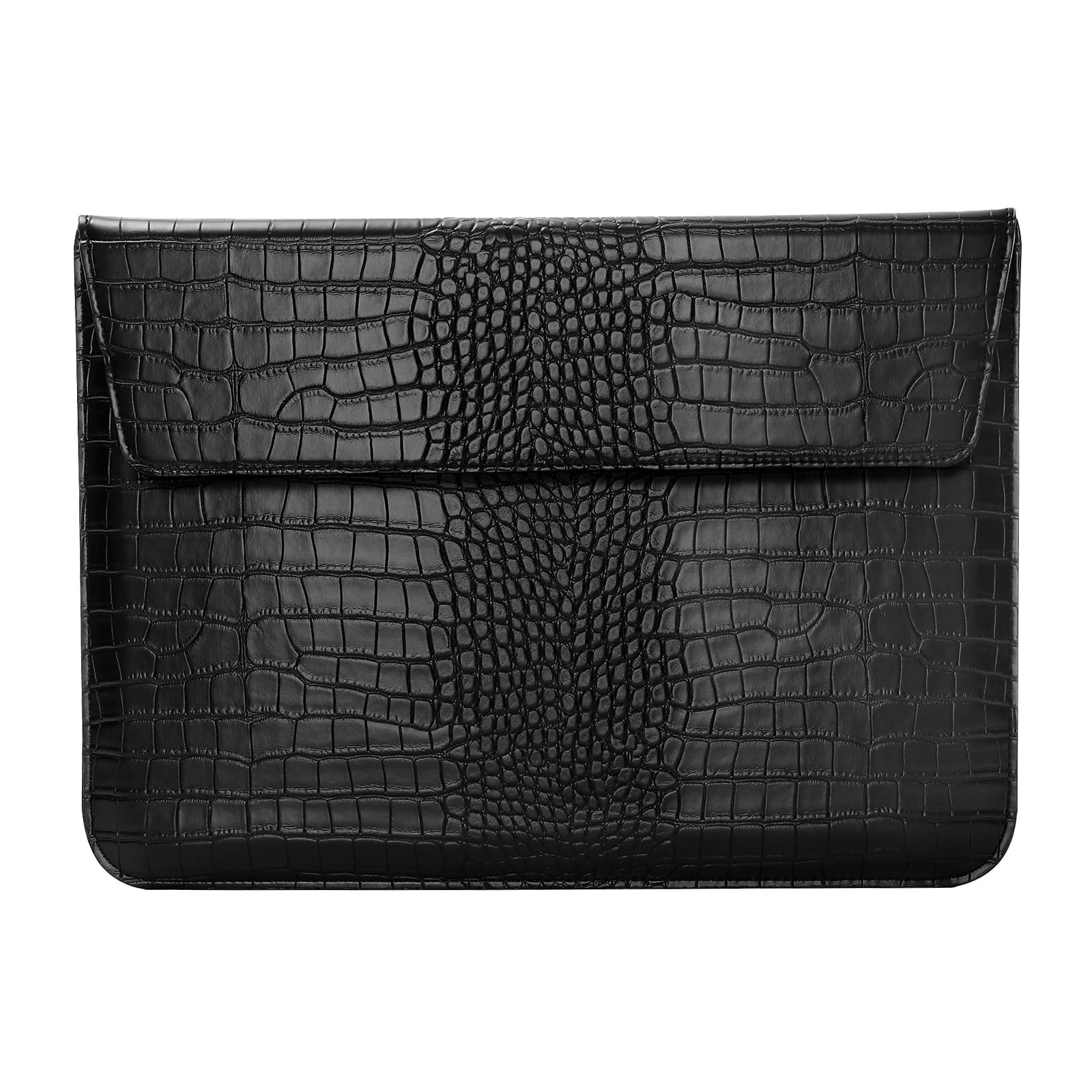 MOSISO Laptop Case, Sleeve, Crocodile Grain PU Leather 13 inch, Black