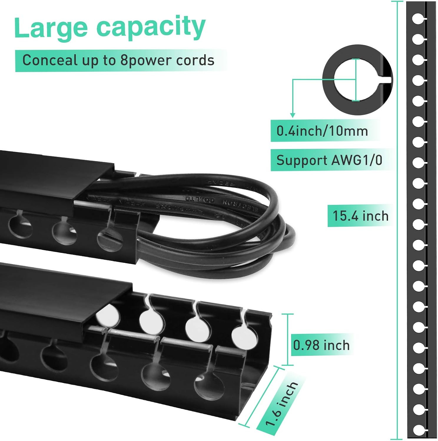 Updated Cable Raceway Kit - 77 (5X15.4) Inch Open Slot Wire Covers for Cords,...