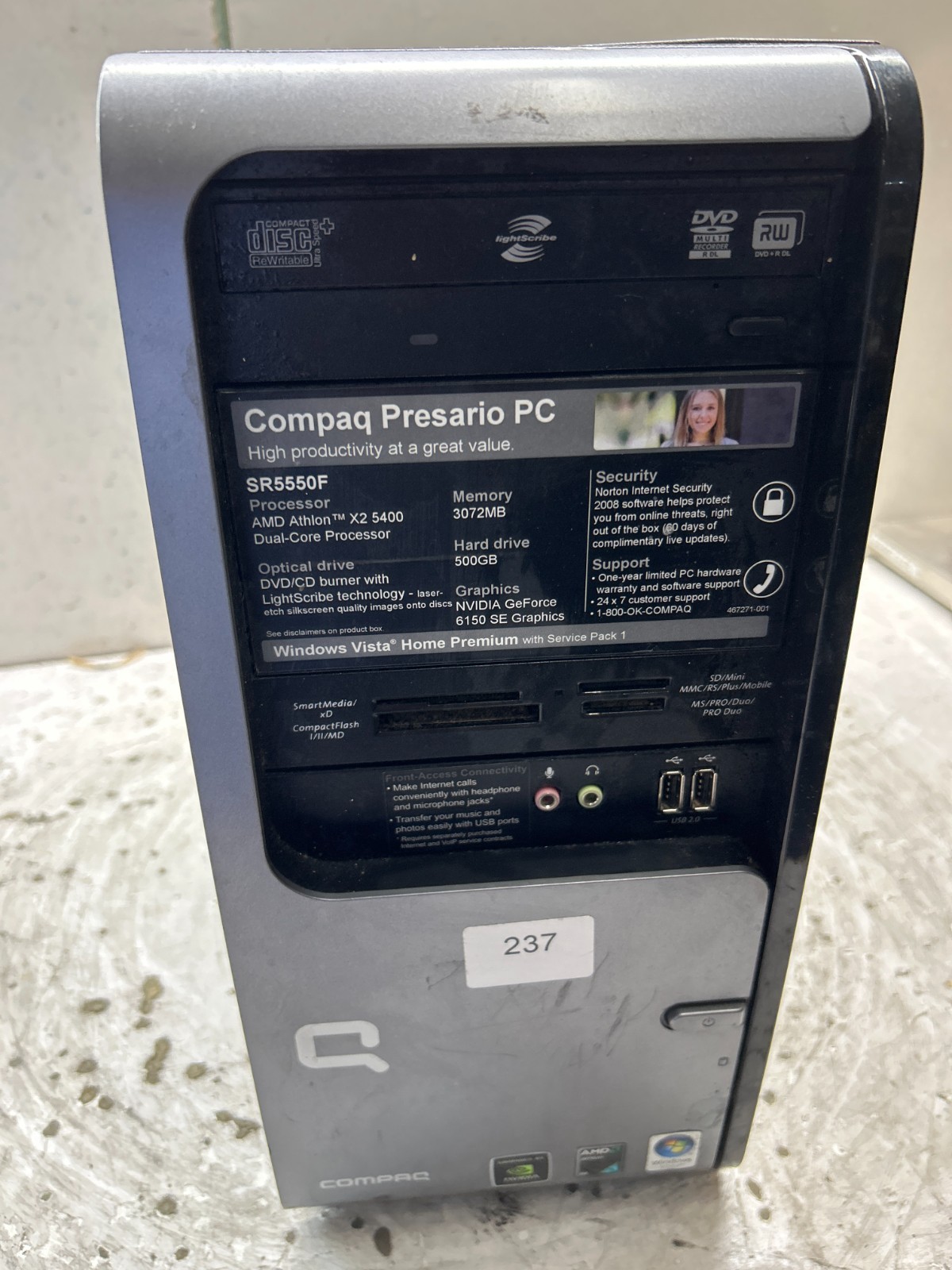Compaq Presario SR5550F AMD Athlon 64 X2 Dual Core 5400+ 2.80GHz 3GB NO HDD