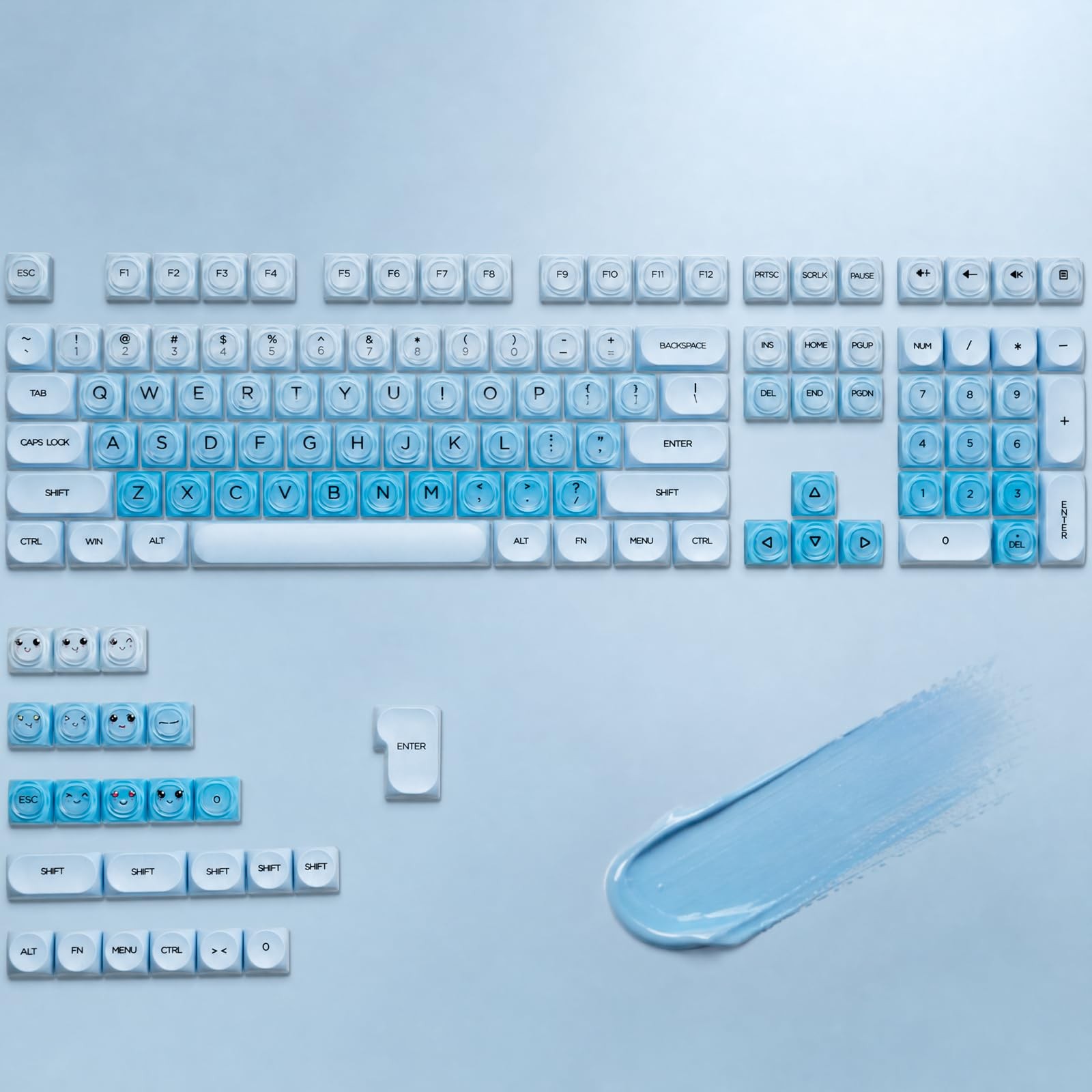 132 Keys PBT Keycaps, Jelly Keycaps Cute Creamy Key caps MOA Profile, MX-for ...