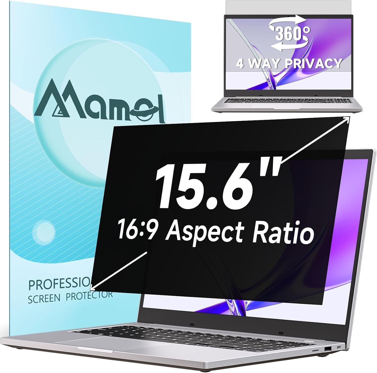 360° Privacy Screen for Laptop 15.6 Inch, 4 Way Computer Monitor Privacy Shield